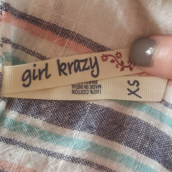 3/$20 /Girl Krazy thin striped shirt w/wrap front - Picture 4 of 4